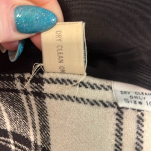 Vintage Black & White Plaid Blazer Wool Blend Collarless Made in USA Size 10 - Picture 9 of 9